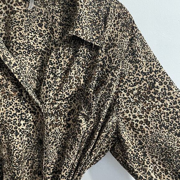1 State Shirt Dress Size 2X Brown Animal Print Modern Rebel Long Sleeve … - Picture 4 of 9